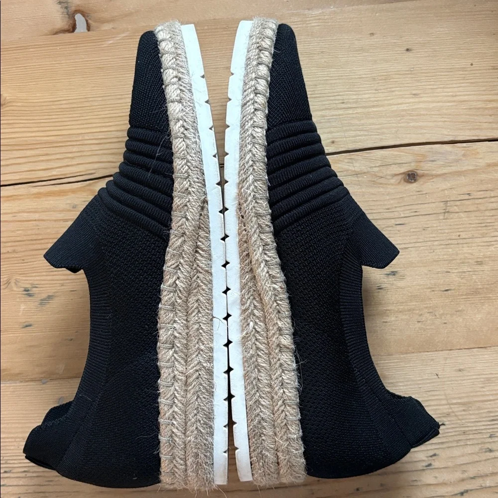 Adrienne Vittadini Niko slip-on sneakers black fabric woven espadrille Size 10
